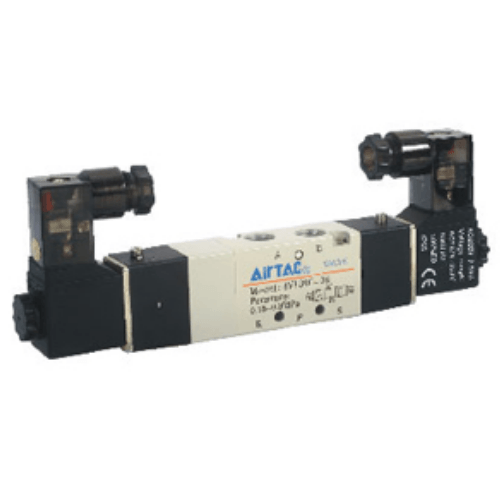 AirTAC 4V130P-M5 5/3-way Solenoid Valve, Pressure Center, M5 Port